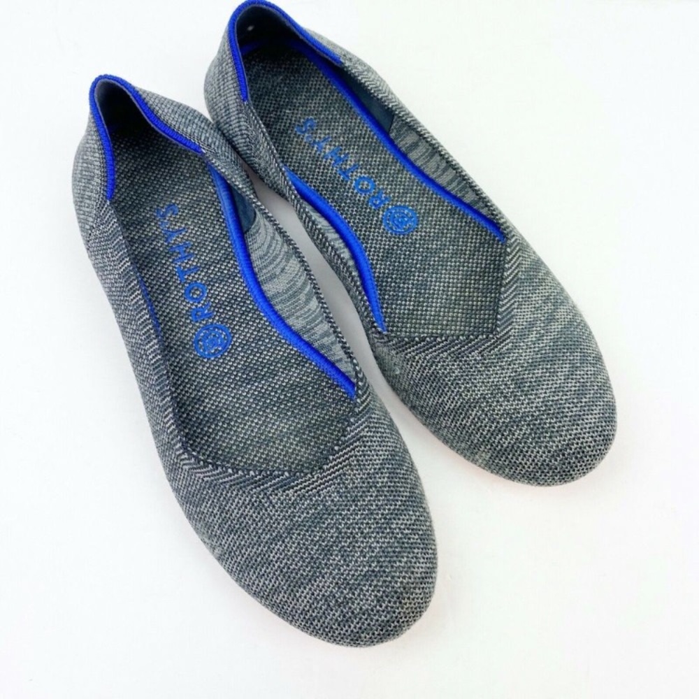 ROTHY'S The Flat Charcoal Gray Birdseye Pink Sole